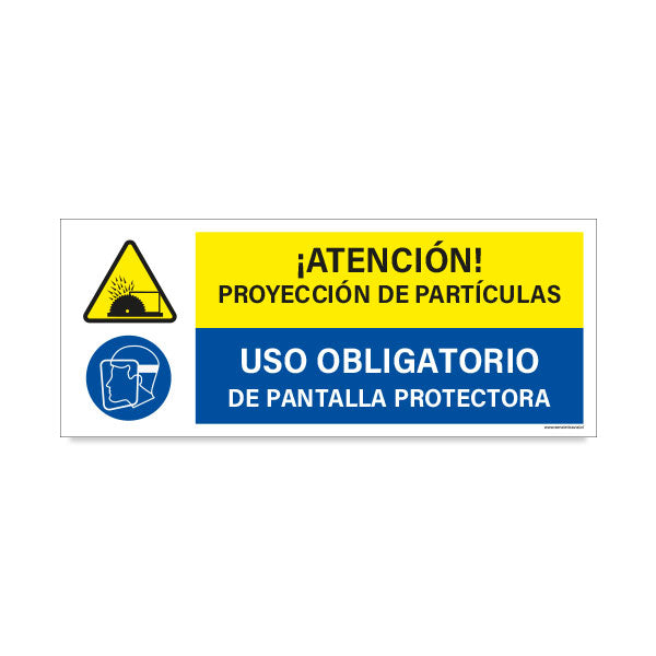 Atención Proyección de Partículas - Uso Obligatorio de Pantalla Protectora