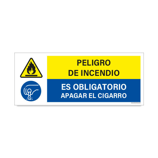 Peligro de Incendio - Es Obligatorio Apagar el Cigarro