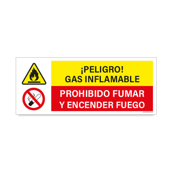 Peligro Gas Inflamable - Prohibido Fumar y Encender Fuego