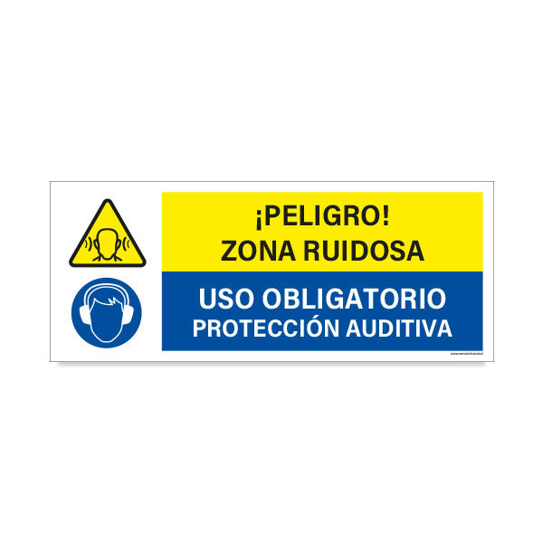 Atención Zona Ruidosa - Uso Obligatorio Protección Auditiva