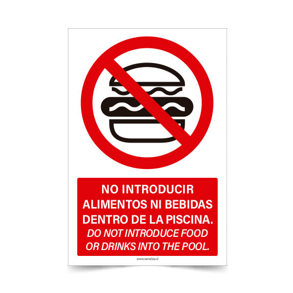 No Introducir Alimentos Ni Bebidas Dentro de la Piscina Esp-Ing