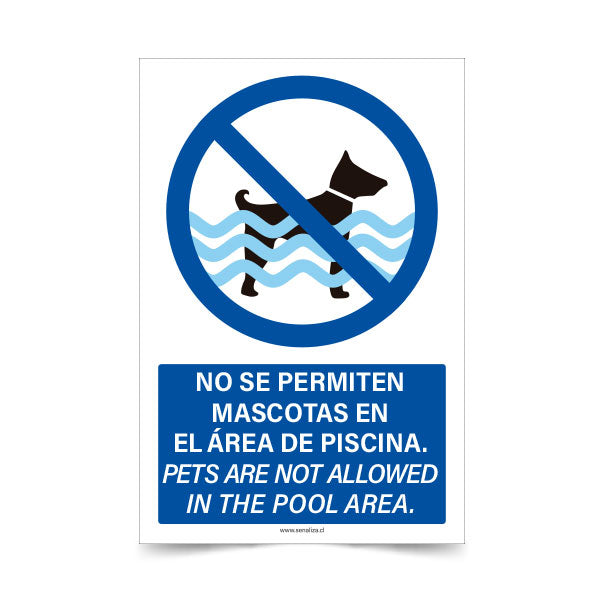 No se Permiten Mascotas en el Área de Piscina Esp-Ing