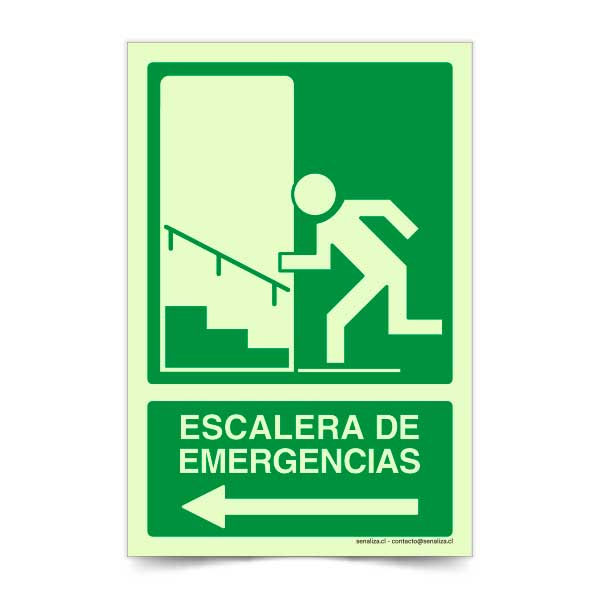Escaleras de Emergencias Flecha Izquierda Fotoluminiscente