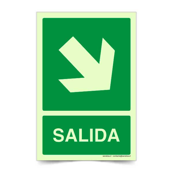 Salida Flecha Derecha Abajo Fotoluminiscente