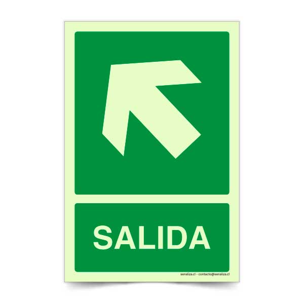 Salida Flecha Izquierda Arriba Fotoluminiscente