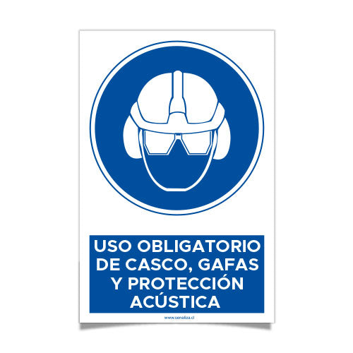 Uso Obligatorio de Casco y Gafas y Protección Acústica