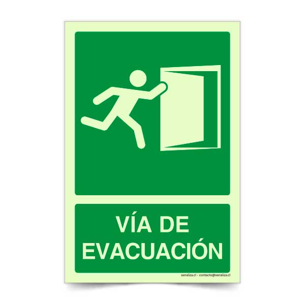 Vía de Evacuación Derecha Corriendo Fotoluminiscente