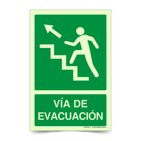 Vía de Evacuación Izquierda Escalera Arriba Fotoluminiscente